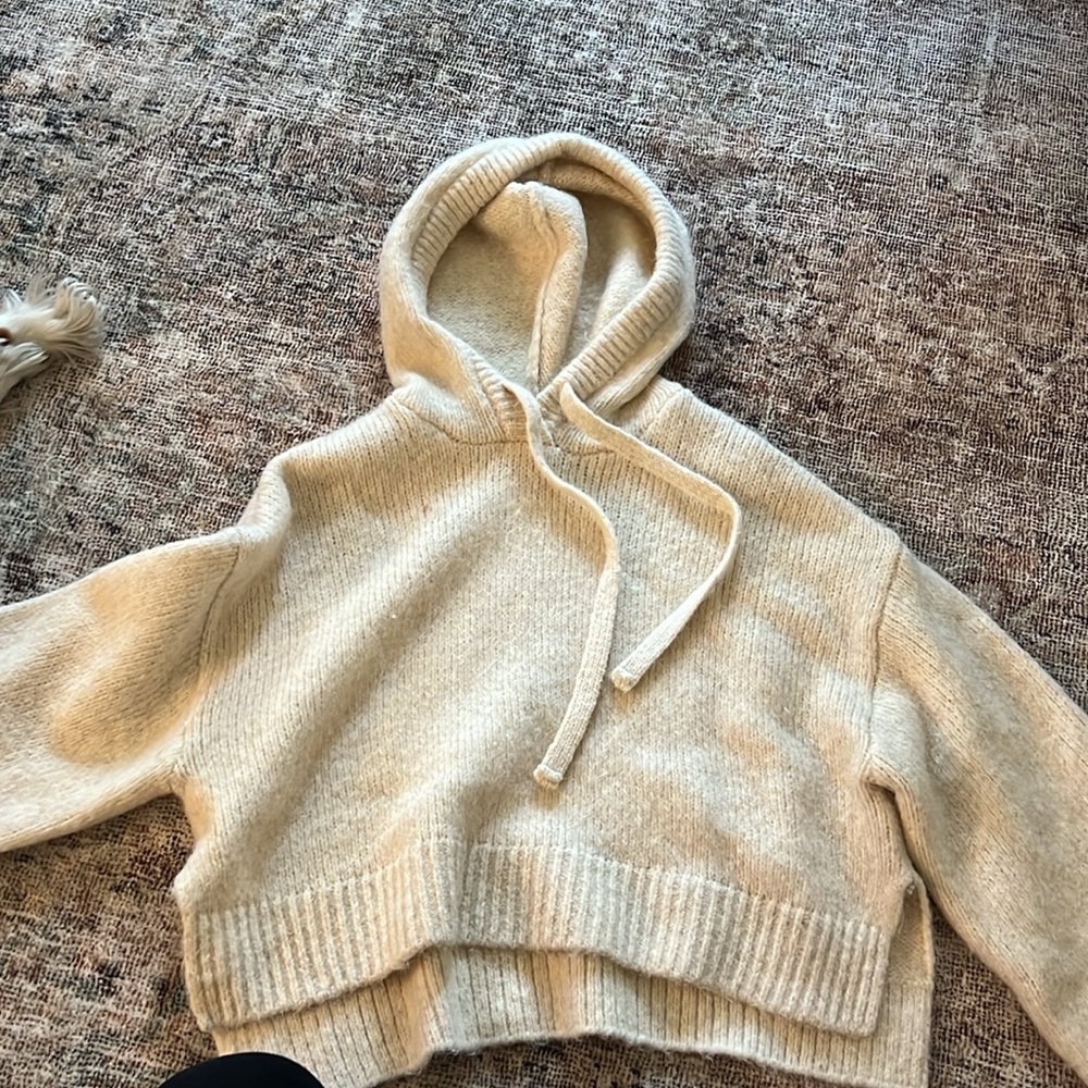 Zara Hooded Knit Cropped Sweater XS/S - Picture 7 of 7